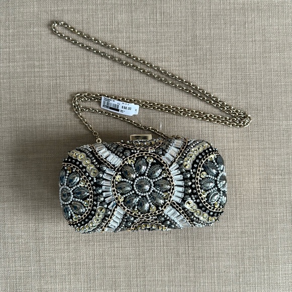 Aldo Embellished Black Clutch - Picture 1 of 9
